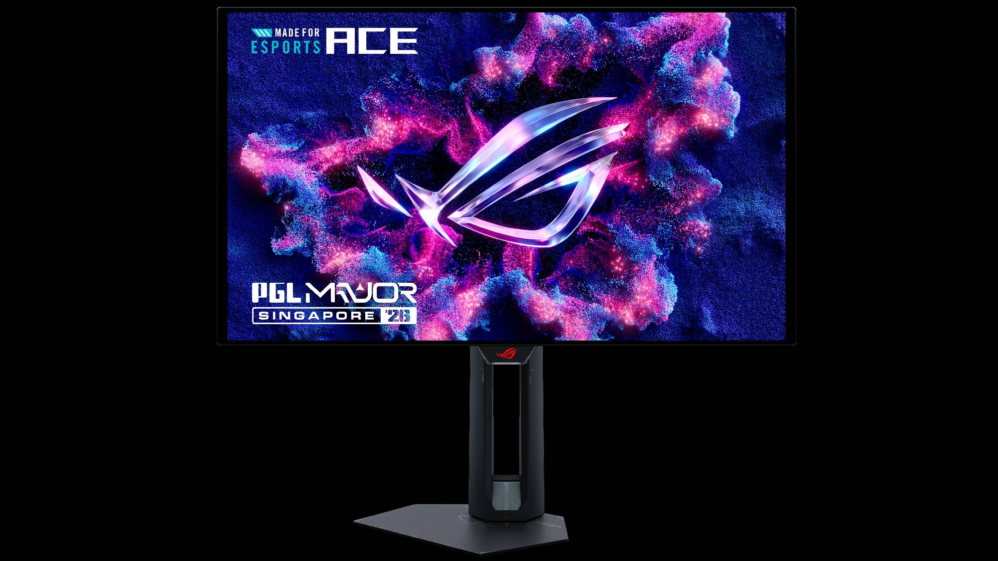 ASUS ROG Swift OLED PG259QWS Ace con el soporte girado