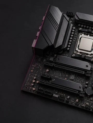 Ilustración editorial de una placa base AM5 para la guía del Ryzen 5 7500